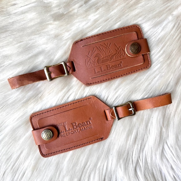 L.L. Bean Other - Two L.L. BEAN Vintage Duck Leather Luggage Bag ID Tags Freeport Maine Set Pair